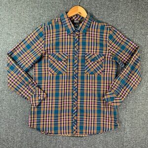 Outdoor Research Button Up Shirt Womens Large Plaid Long Sleeve Outdoor Wool